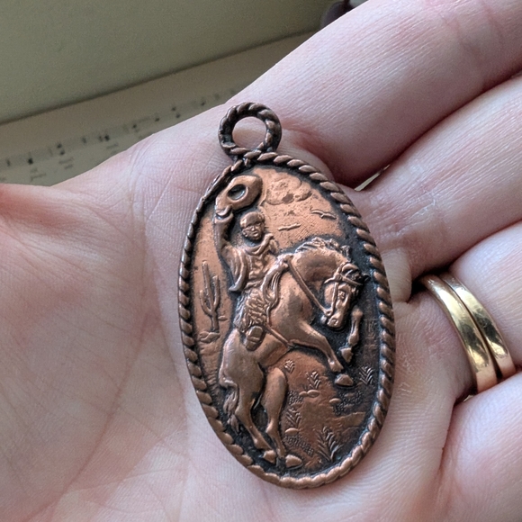 Copper Cowboy Horse Rider Pendant - Picture 8 of 8